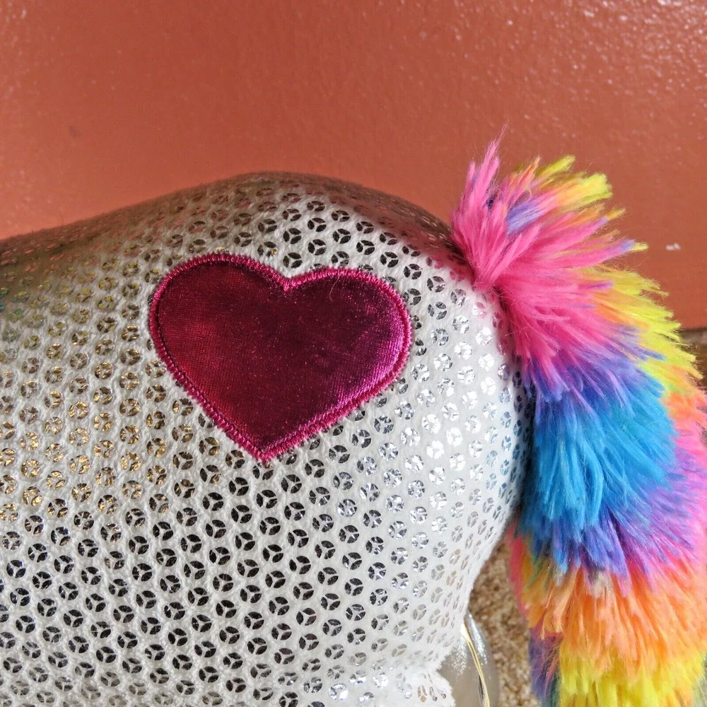 Unicorn Plush Dan Dee Collector’s Choice “Be Jolly” Silver Sequined Rainbow 20”